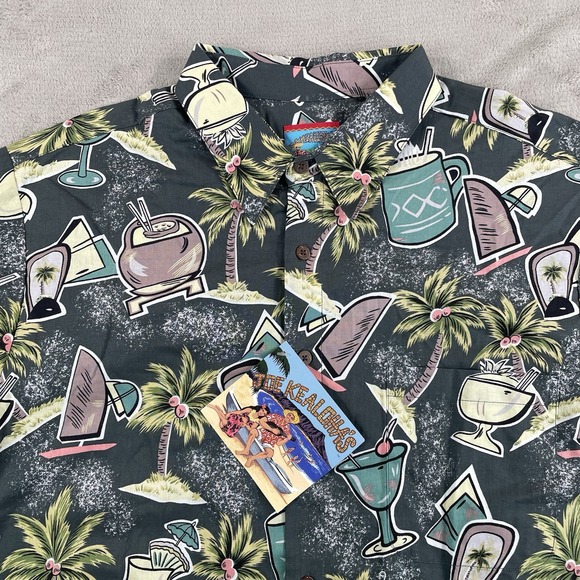REYN SPOONER Joe Kealoha's Hawaiian Shirt Men XL Drinks Palm Trees SS NWT